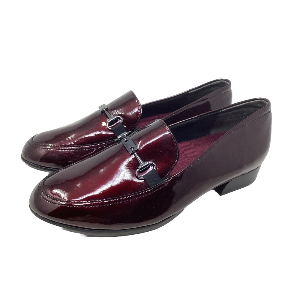 Munro Harrison II Burgundy Metallic Patent Leather Loafers Womens Size 8.5